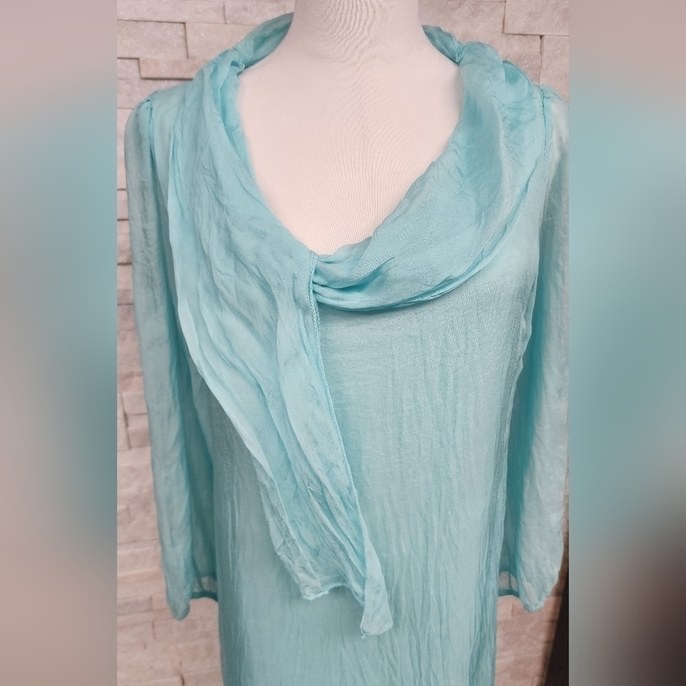 🇮🇹Viscose & Silk Light Blue Tunic Dress – Soch Paris – - Picture 4 of 8